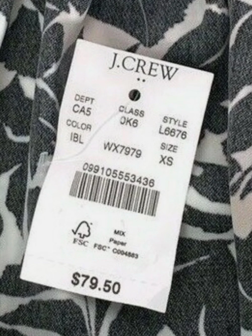 J. Crew Black and White Leaf-Print Midi Skirt